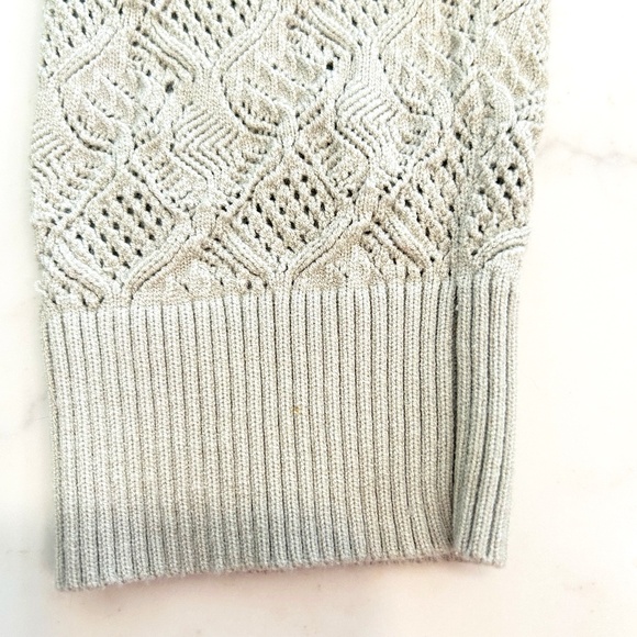 Club Monaco Pointelle Stitch Crew Sweater - Metal/Lt. Green - Large - Size Up! - Picture 8 of 12